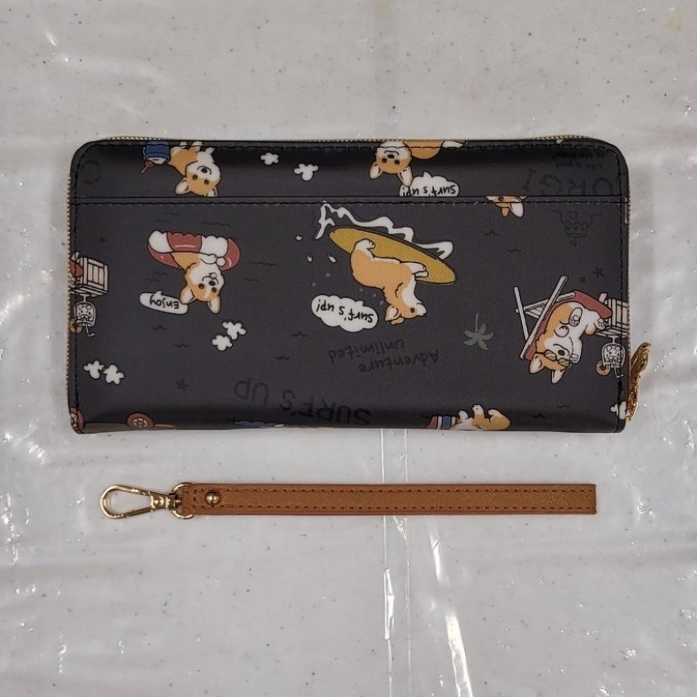 Waterproof Corgi Zipper Wristlet Long Wallet - Picture 6 of 11